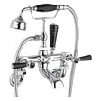 Bayswater Crosshead Hex black and chrome mono basin mixer tap with curved spout and crosshead handles