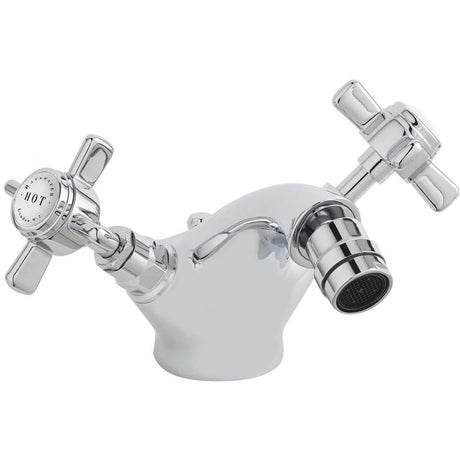 Bayswater Crosshead Hex Mono Bidet Mixer Tap - White/Chrome - BAYT108