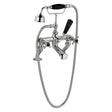 Bayswater Crosshead Hex Pillar Mounted Bath Shower Mixer Tap - Black/Chrome - BAYT144