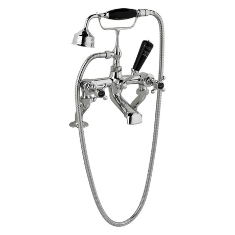 Bayswater Crosshead Hex Pillar Mounted Bath Shower Mixer Tap - Black/Chrome - BAYT144