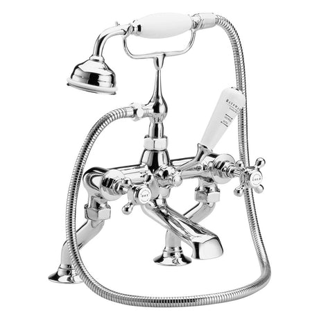 Bayswater Crosshead Hex Pillar Mounted Bath Shower Mixer Tap - White/Chrome - BAYT104
