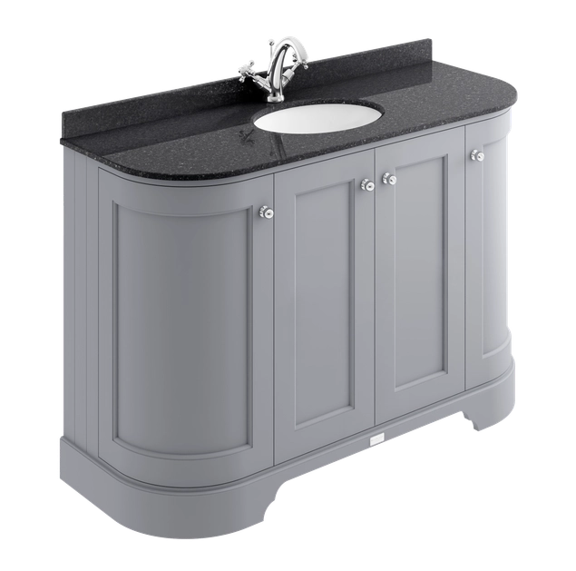 Bayswater Curved Vanity Unit 4 Doors 1200mm - Matt Black - BAYF464