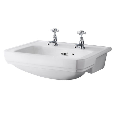 Bayswater Fitzroy 1 Tap Hole Semi Recessed Basin 560mm Wide - White - BAYC026