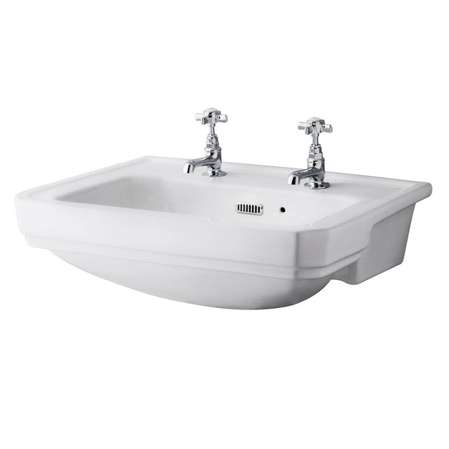 Bayswater Fitzroy 1 Tap Hole Semi Recessed Basin 560mm Wide - White - BAYC026