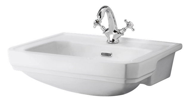 Bayswater Fitzroy 2 Tap Hole Semi Recessed Basin 560mm Wide - White - BAYC025