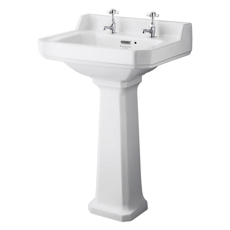 Bayswater Fitzroy 2 Tap Holes Pedestal Basin 560mm - White - BAYC004