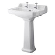 Bayswater Fitzroy 2 Tap Hole 595mm Pedestal Basin ONLY - White - BAYC001