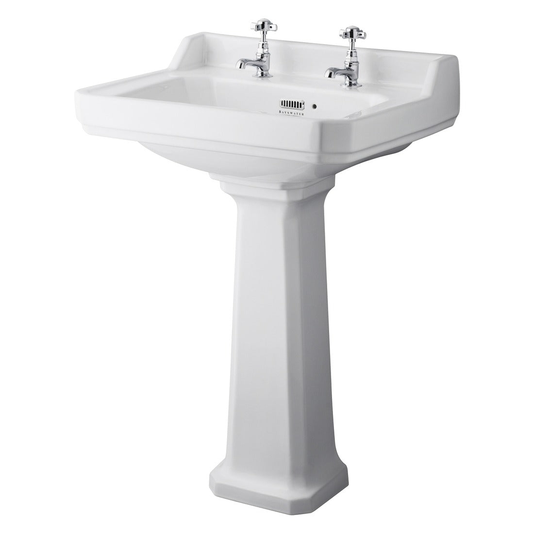 Bayswater Fitzroy 2 Tap Hole 595mm Pedestal Basin ONLY - White - BAYC001