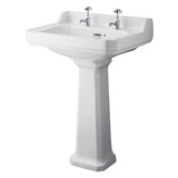 Bayswater Fitzroy 2 Tap Hole 595mm Pedestal Basin ONLY - White - BAYC001
