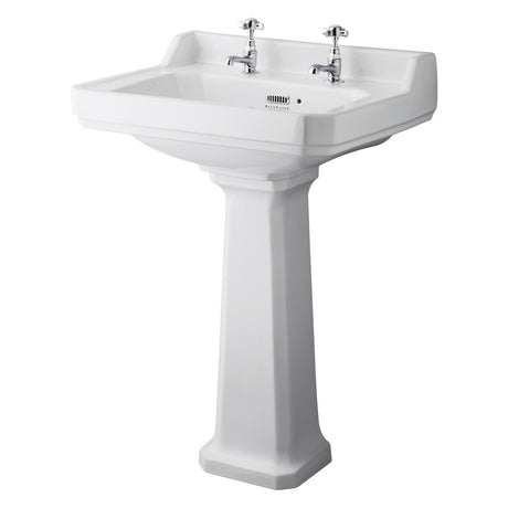 Bayswater Fitzroy 2 Tap Hole 595mm Pedestal Basin ONLY - White - BAYC001