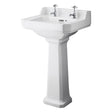 Bayswater Fitzroy 3 Tap Holes Pedestal Basin 560mm - White - BAYC006