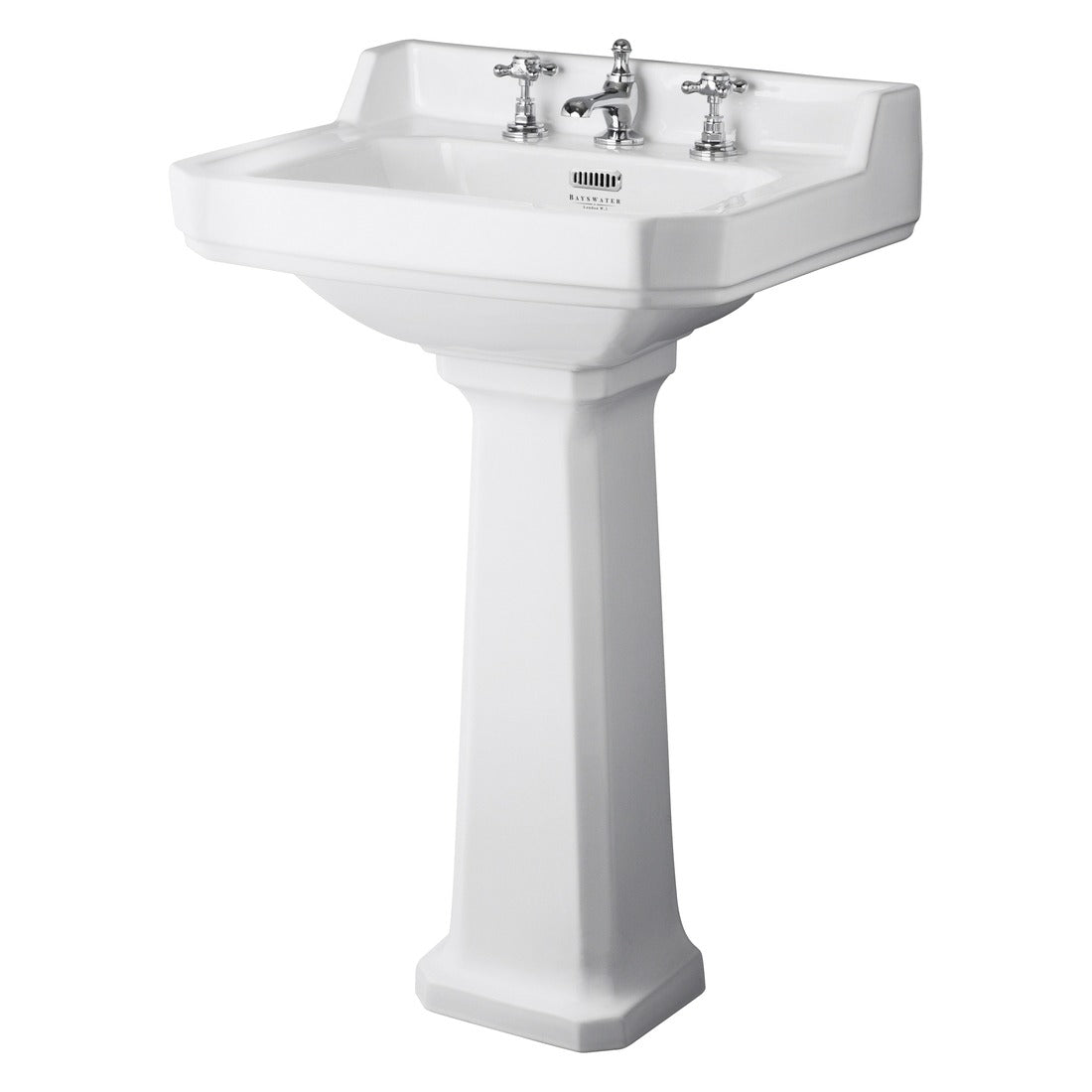 Bayswater Fitzroy 3 Tap Holes Pedestal Basin 595mm - White - BAYC024