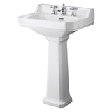 Bayswater Fitzroy 3 Tap Holes Pedestal Basin 595mm - White - BAYC024