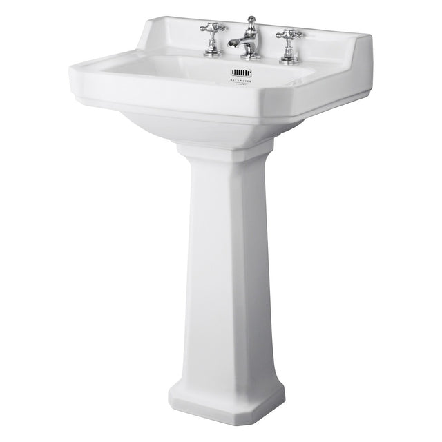 Bayswater Fitzroy 3 Tap Holes Pedestal Basin 595mm - White - BAYC024