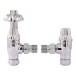 Bayswater Fluted Angled Thermostatic Radiator Valves Lockshield Pair - Chrome - BAYV105