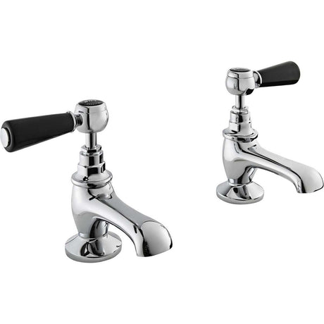 Bayswater Lever Dome Basin Taps Pair - Black/Chrome - BAYT441