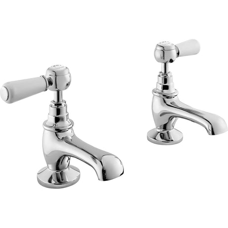 Bayswater Lever Hex Basin Taps Pair - White/Chrome - BAYT401