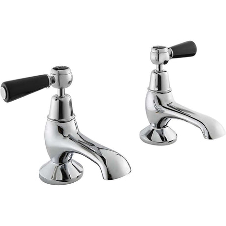 Bayswater Lever Hex Bath Taps Pair - Black/Chrome - BAYT342