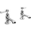 Bayswater Lever Hex Bath Taps Pair - White/Chrome - BAYT302