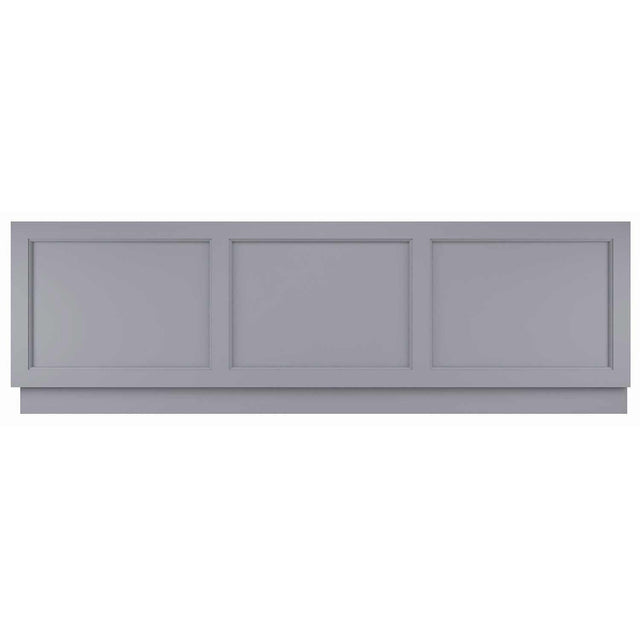 Bayswater Plummett Grey 1700mm wide MDF bath front panel with bevelled traditional design and plinth for height adjustment