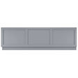 Bayswater MDF bath front panel in plummett grey with recessed bevelled panels, 1800mm wide, designed for rectangular baths