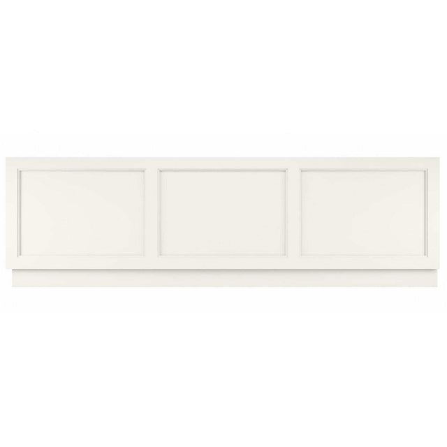 Bayswater MDF Bath Front Panel 1800mm wide in pointing white with three bevelled panels and adjustable plinth for rectangular baths