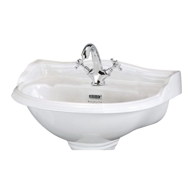 Bayswater Porchester 1 Tap Hole Pedestal Basin 600mm  - White - BAYC101