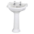 Bayswater Porchester 2 Tap Holes Pedestal Basin 600mm  - White - BAYC104