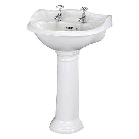 Bayswater Porchester 2 Tap Holes Pedestal Basin 600mm  - White - BAYC104