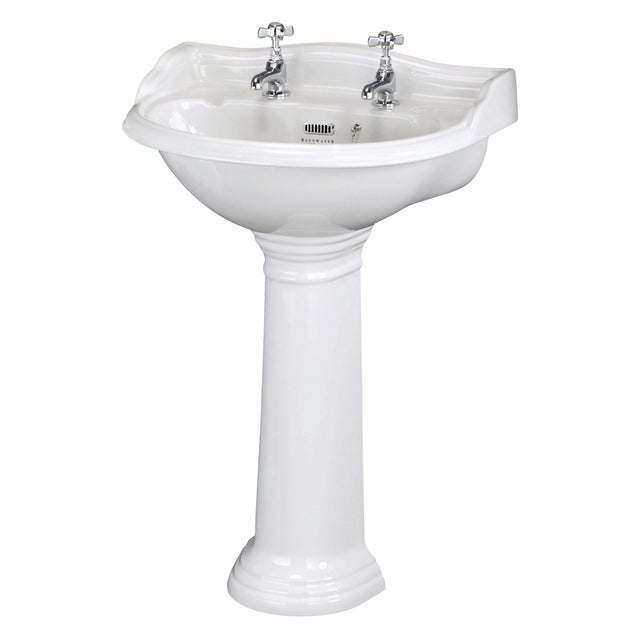 Bayswater Porchester 2 Tap Holes Pedestal Basin 600mm  - White - BAYC104