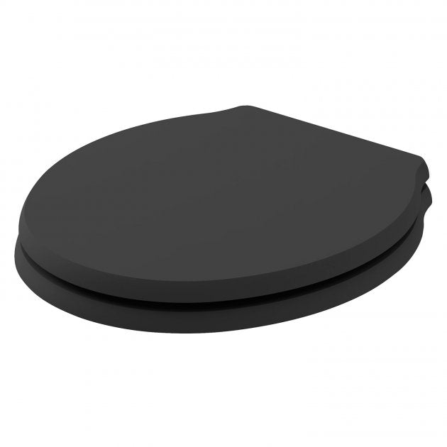 Bayswater Porchester Wood Soft Close Toilet Seat and Cover - Matt Black - BAYF154