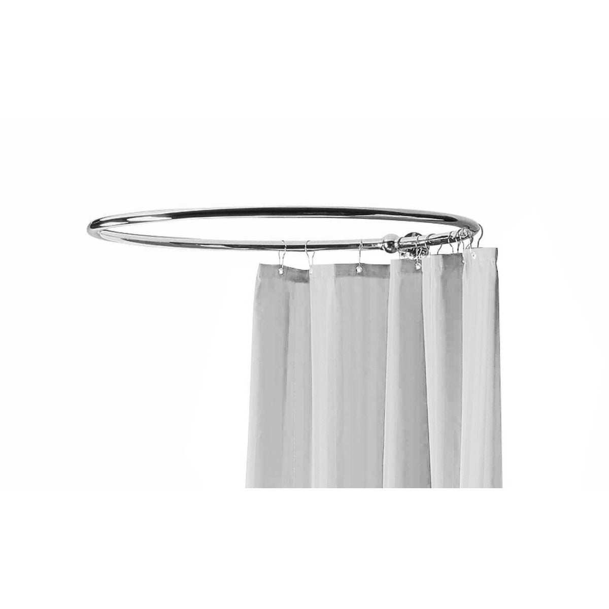 Bayswater Round Shower Curtain Ring in chrome with durable brass construction and ball joint design for easy installation.