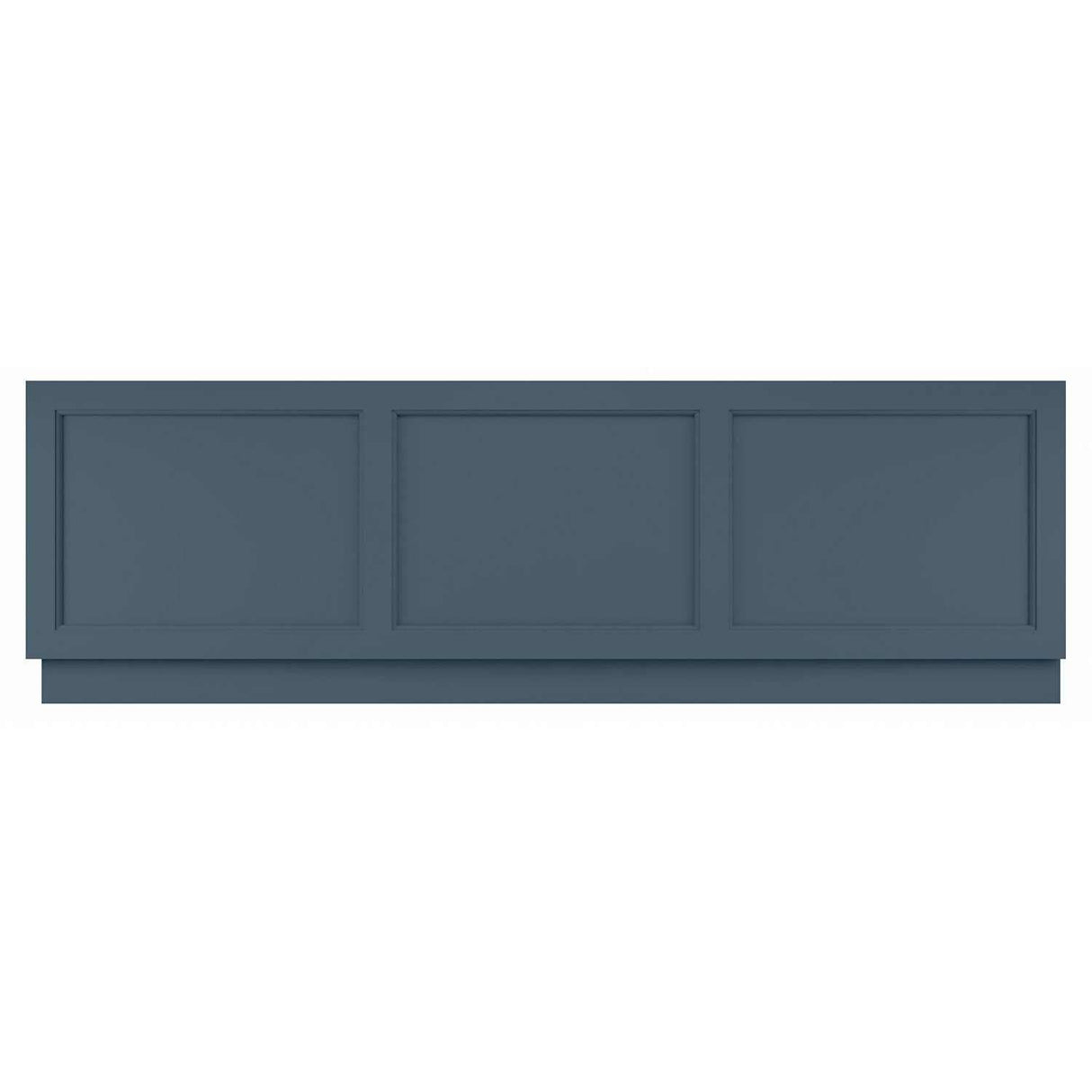 Bayswater MDF bath front panel 1700mm wide in Stiffkey Blue with three recessed bevelled panels and adjustable plinth