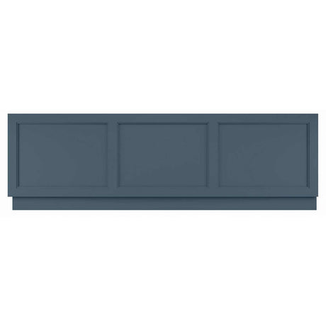 Bayswater MDF bath front panel 1700mm wide in Stiffkey Blue with three recessed bevelled panels and adjustable plinth