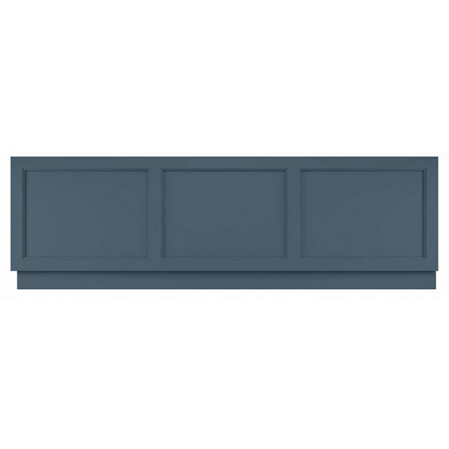 Bayswater MDF bath front panel 1700mm wide in Stiffkey Blue with three recessed bevelled panels and adjustable plinth