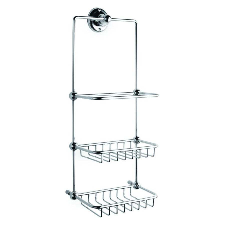 Bayswater Traditional 3-Tier Shower Tidy chrome brass wall-mounted with decorative ball joints and three storage tiers