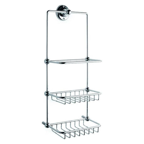 Bayswater Traditional 3-Tier Shower Tidy chrome brass wall-mounted with decorative ball joints and three storage tiers