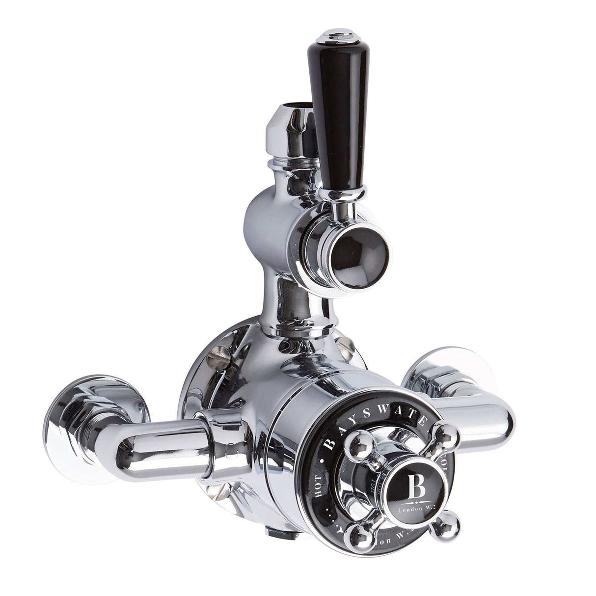 Bayswater Traditional Dual Exposed Shower Valve - Black/Chrome - BAYS411