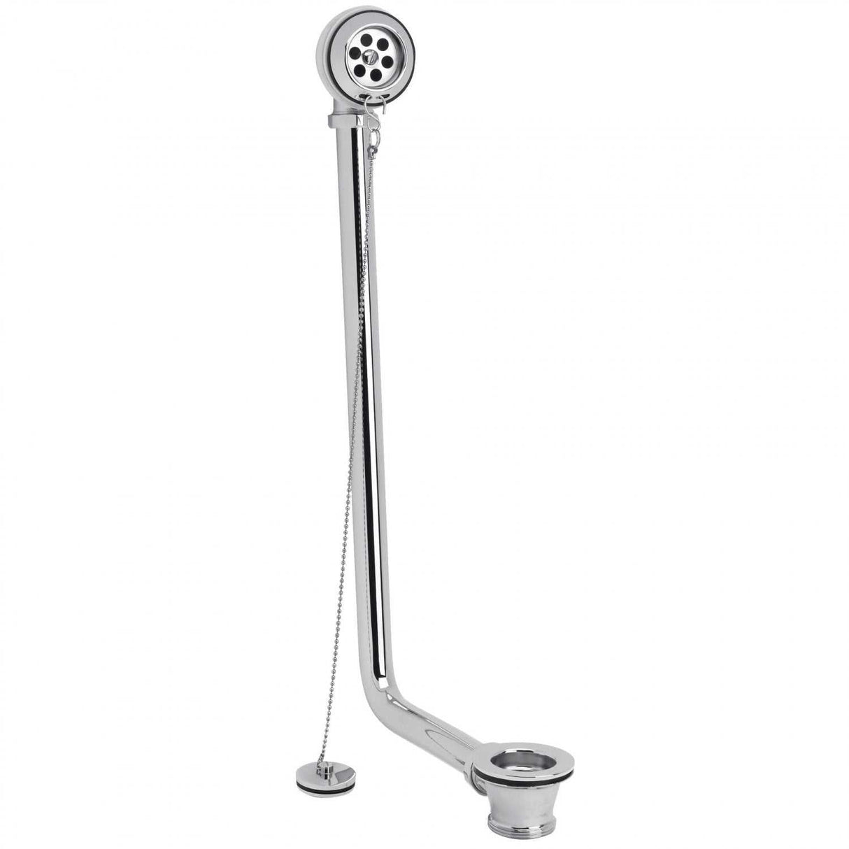 Bayswater Traditional Chrome exposed bath waste with plug and chain for freestanding baths, brass construction with chrome finish, overflow cover and pipe included.