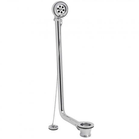 Bayswater Traditional Chrome exposed bath waste with plug and chain for freestanding baths, brass construction with chrome finish, overflow cover and pipe included.