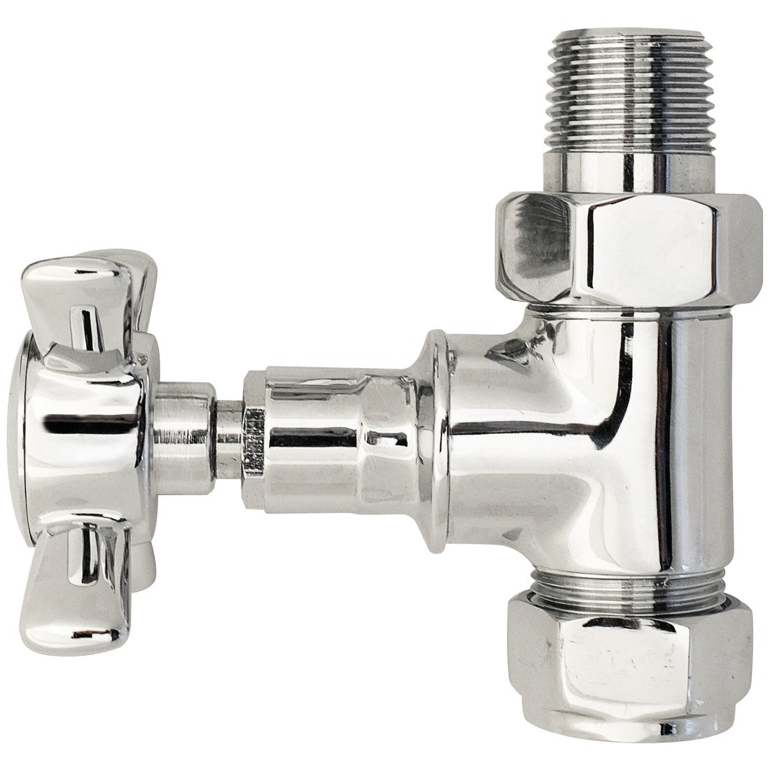 Bayswater Victorian Straight Crosshead Radiator Valve Pair - Chrome - BAYV103