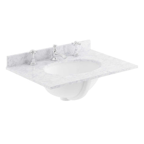 Bayswater Marble Top 3 Tap Hole Furniture Basin 600mm Wide - White - BAYC225