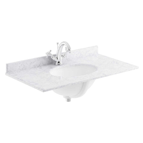 Bayswater White Marble Top 1 Tap Hole Furniture Basin 800mm Wide  - BAYC228