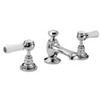 Bayswater Lever Dome 3-Hole Basin Mixer Tap in white and chrome with ceramic lever handles and dome collars