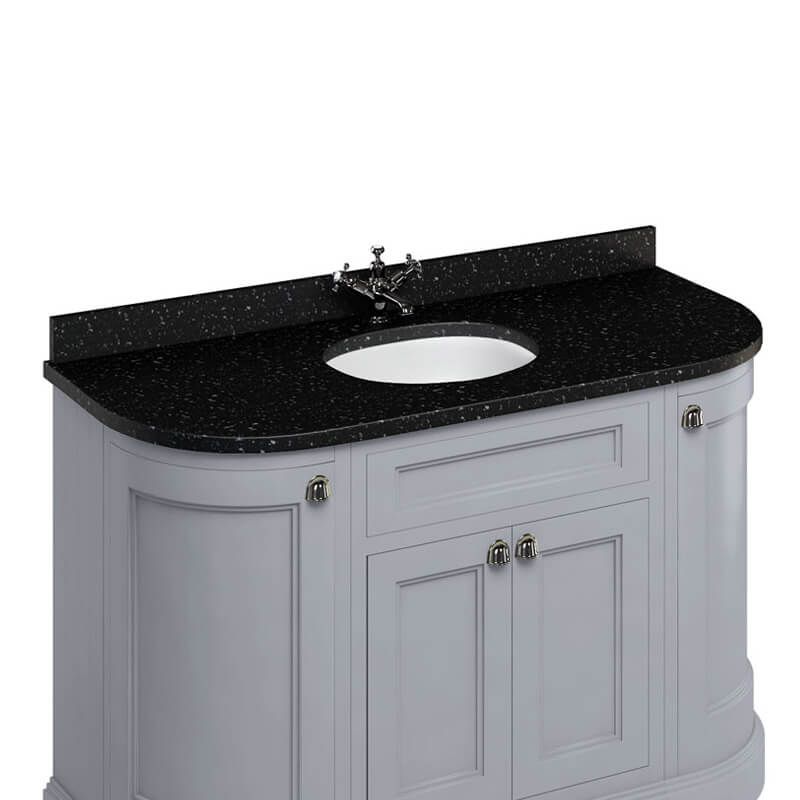 Burlington Minerva Black Granite Curved Worktop with Integrated Basin 134cm - BB13
