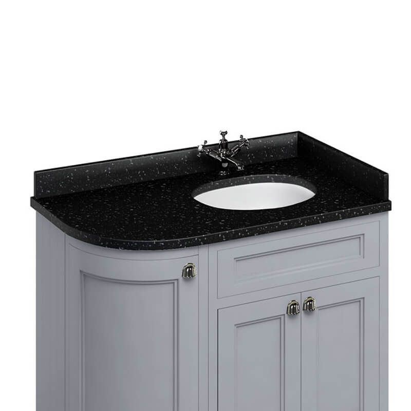Burlington Minerva Black Granite Curved Worktop with Integrated Basin Right Hand 100cm - BB98R