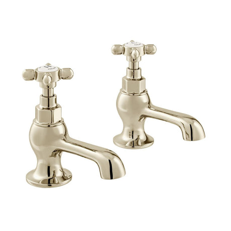 Vado Axbridge Basin Pillar Taps with Cross Handles - Bright Nickel - BC-AXB-106-BN