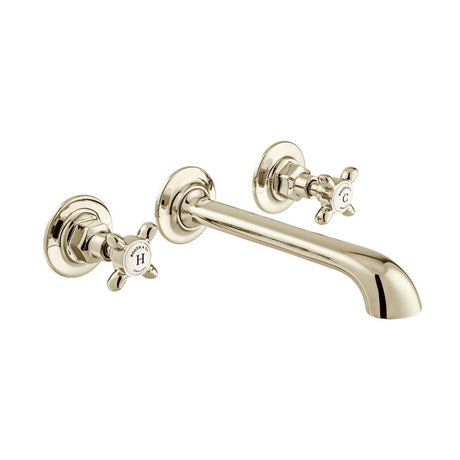 Vado Axbridge Wall Mounted Basin Mixer Tap With Cross Handles - Bright Nickel - BC-AXB-109-BN