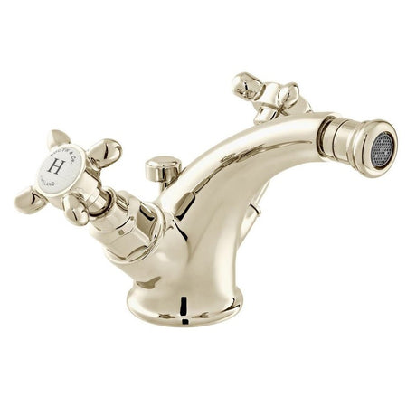 Vado Axbridge Mono Bidet Mixer with Cross Handles and Pop Up Basin Waste - Bright Nickel - BC - AXB - 110 - BN - TAP 'N' SHOWER