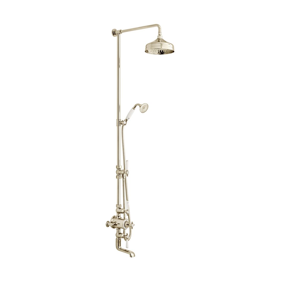 Vado Axbridge 3 Outlet Exposed Thermostatic Shower Column with Bath Spout - Bright Nickel - BC-AXB-123/RRK-BN
